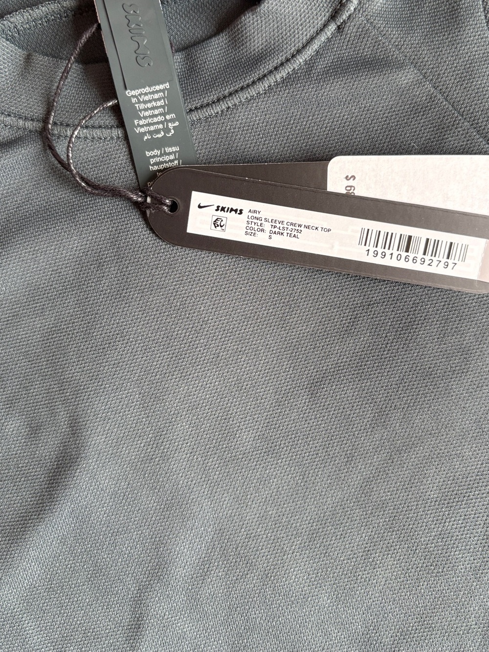SKIMS Airy Long Sleeve Crew Neck Top | Dark Teal | S | NWT 🏷️ - Picture 9 of 10